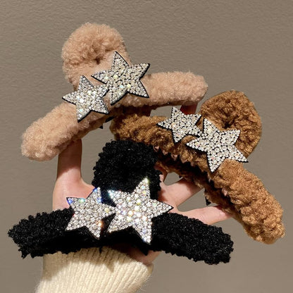 Star Rhinestone Furry Hair Claw