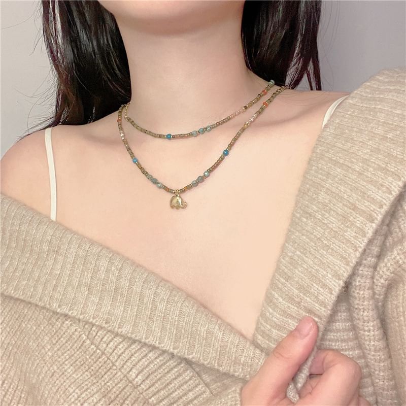 / Beaded Elephant Necklace