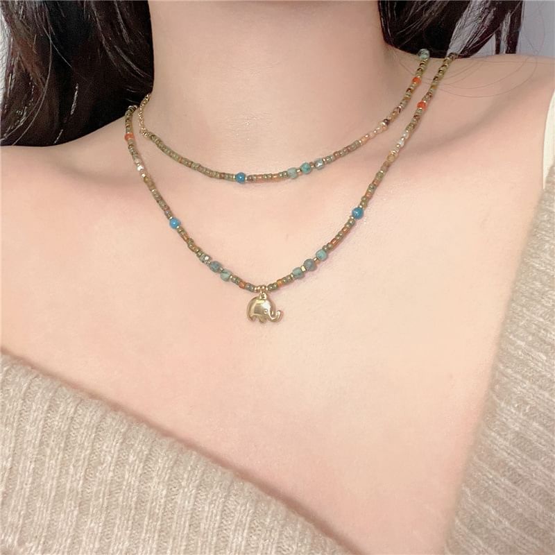 / Beaded Elephant Necklace
