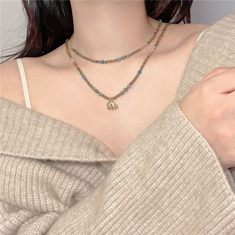 / Beaded Elephant Necklace