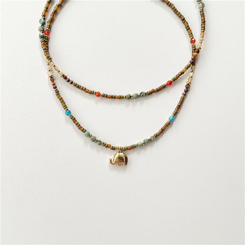 / Beaded Elephant Necklace