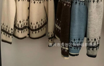 Patterned Hooded Cardigan