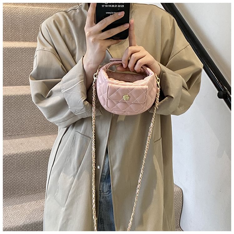 Crossbody Bag Chain Quilted Faux Strap Leather