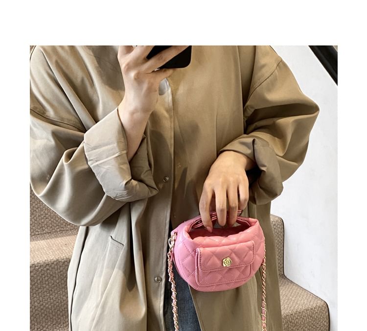 Crossbody Bag Chain Quilted Faux Strap Leather