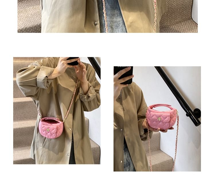 Crossbody Bag Chain Quilted Faux Strap Leather