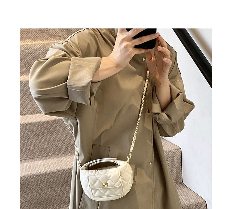 Crossbody Bag Chain Quilted Faux Strap Leather