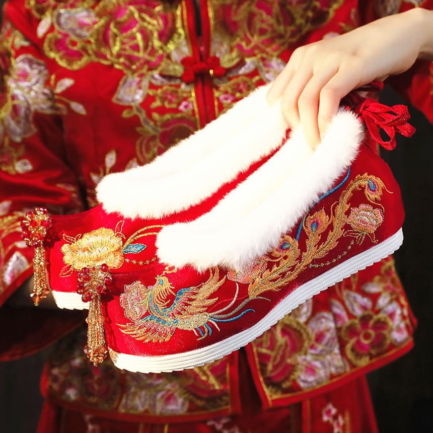 (Various Embroidered Designs) Pumps Hidden Heel Wedge Beaded