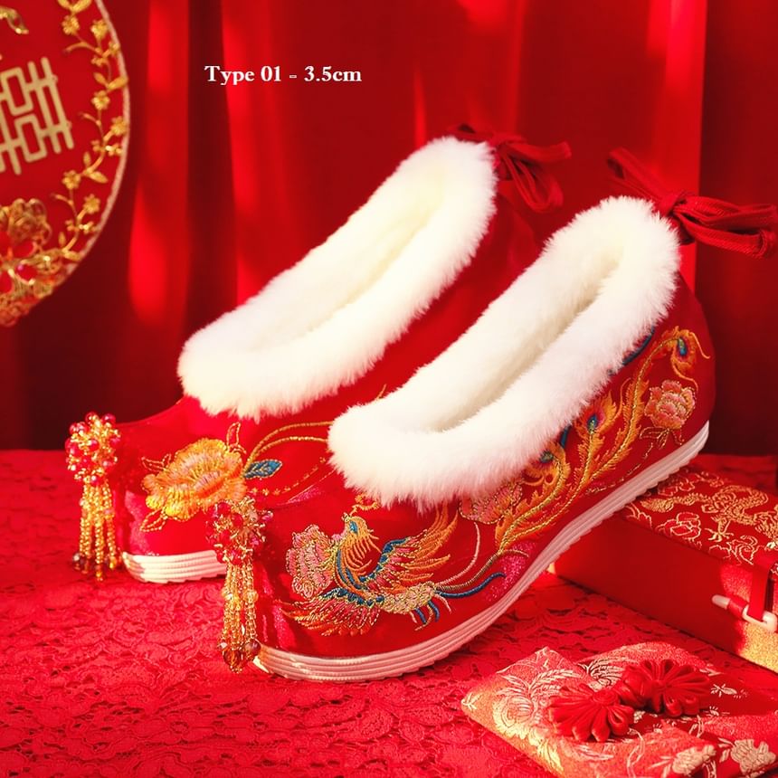 (Various Embroidered Designs) Pumps Hidden Heel Wedge Beaded