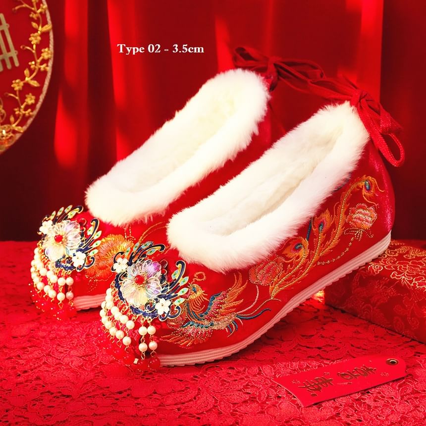 (Various Embroidered Designs) Pumps Hidden Heel Wedge Beaded