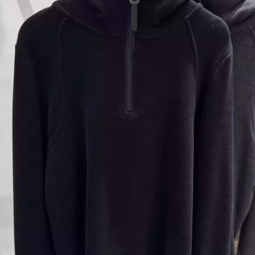 Half Zip Plain Hoodie