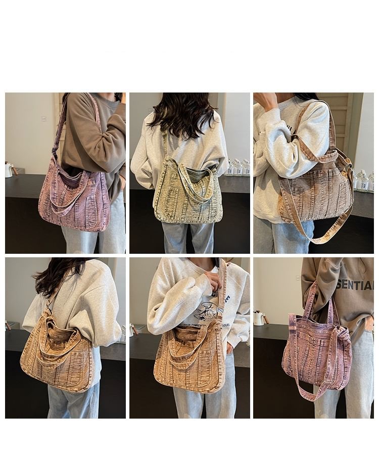 Denim Crossbody Washed Bag