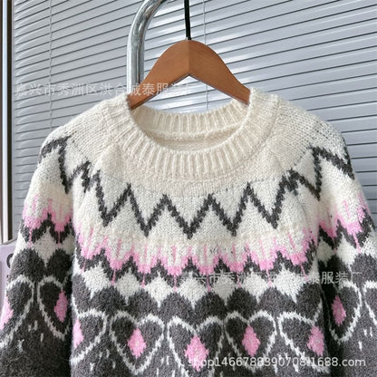 Round Neck Jacquard Sweater