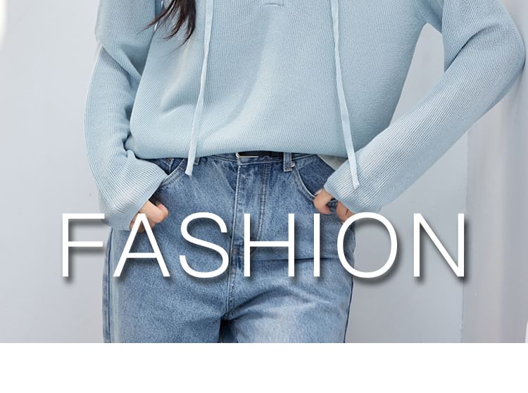 Tone Mock Knit Hoodie V-Neck Two Two-Piece