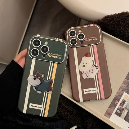 Striped Phone Case / Dog Adhesive Decoration / Set