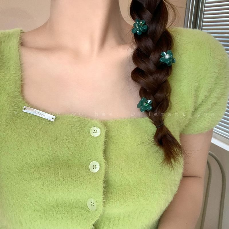 Faux Pearl Flower Acrylic Mini Hair Claw