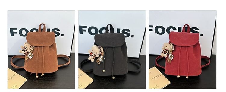 Backpack Suede Flap Faux