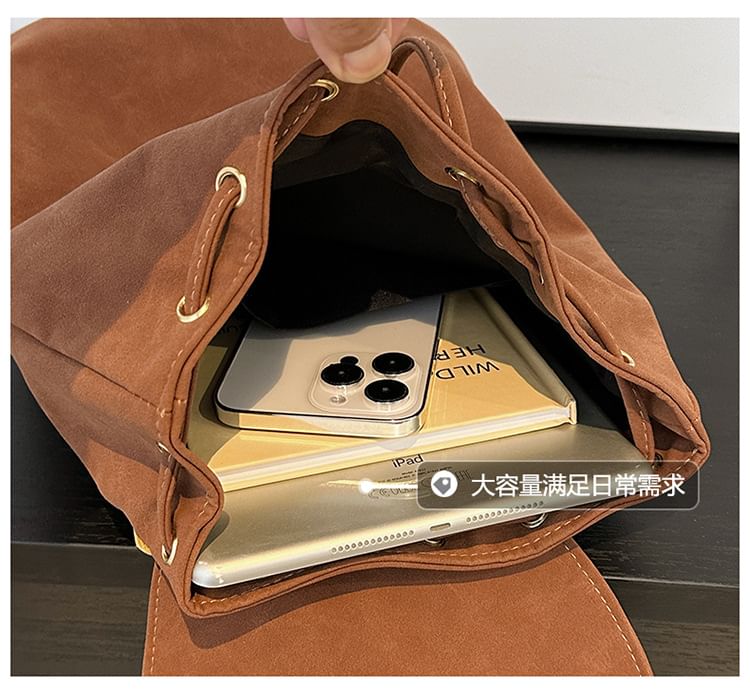 Backpack Suede Flap Faux