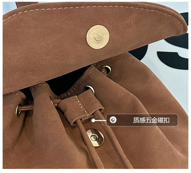 Backpack Suede Flap Faux