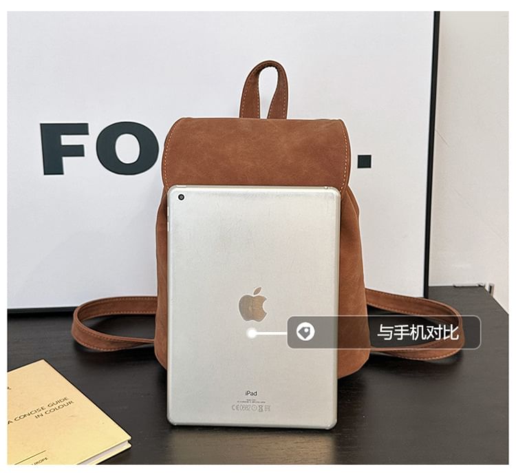 Backpack Suede Flap Faux