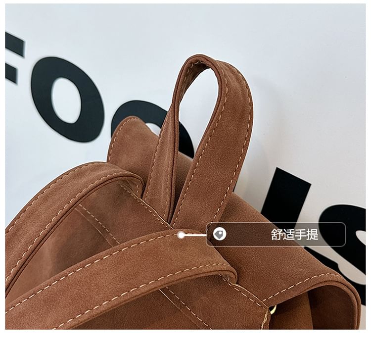 Backpack Suede Flap Faux