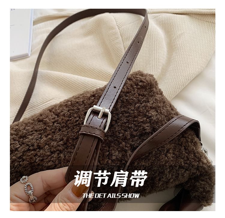 Shearling Bag Applique Faux Crossbody