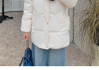 Hooded Button-Up Puffer Jacket