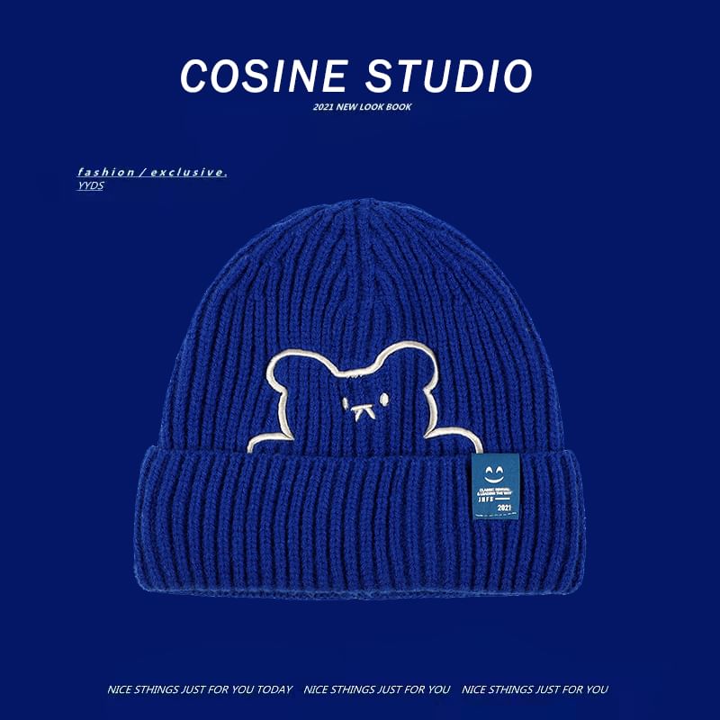 / Bear Plain Embroidered Beanie