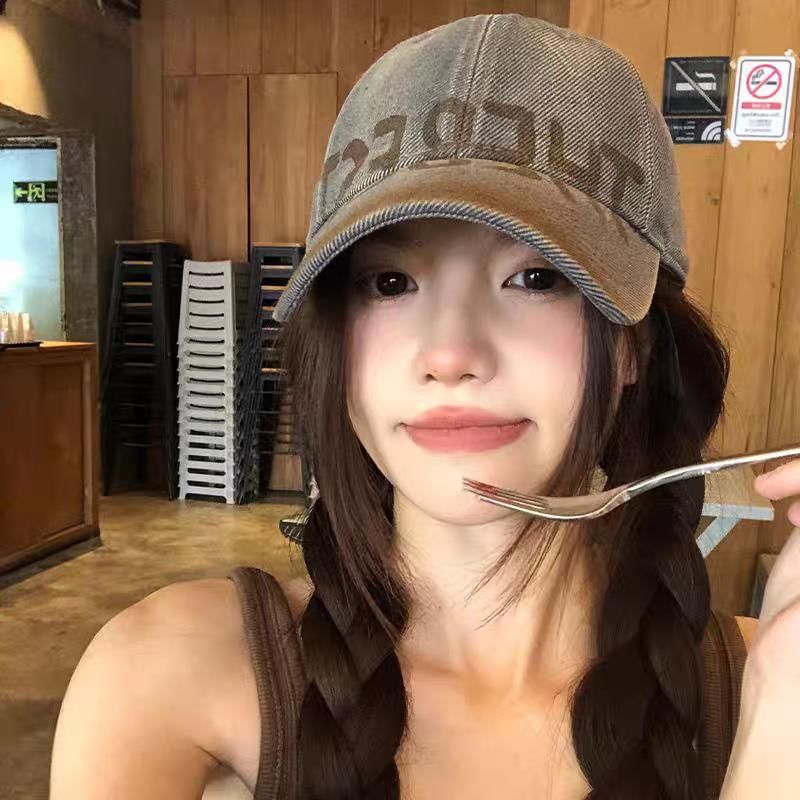 / Baseball Cap Plain Print Washed Lettering