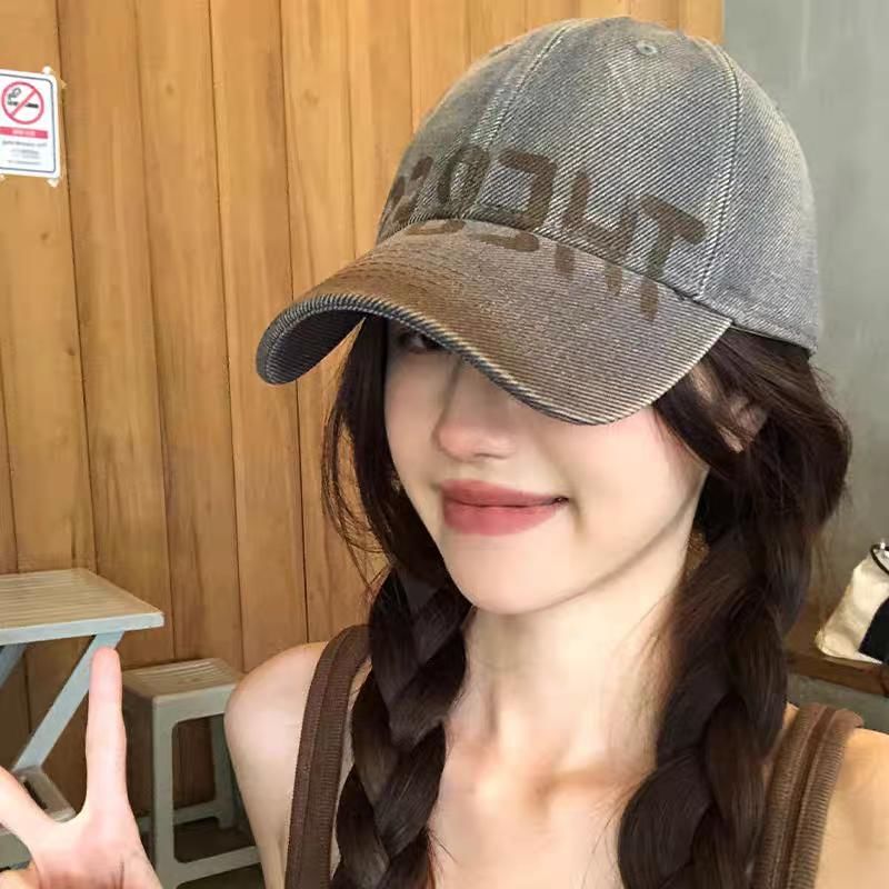 / Baseball Cap Plain Print Washed Lettering