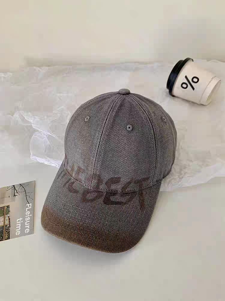 / Baseball Cap Plain Print Washed Lettering