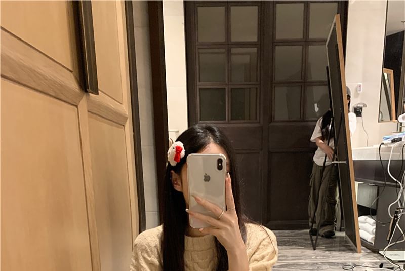 Round Neck Plain Cable Knit Sweater / High Rise Mini A-Line Skirt