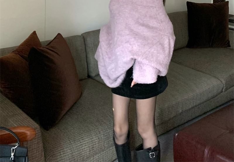 Shoulder Off Sweater Drop Oversized / Belt Plain