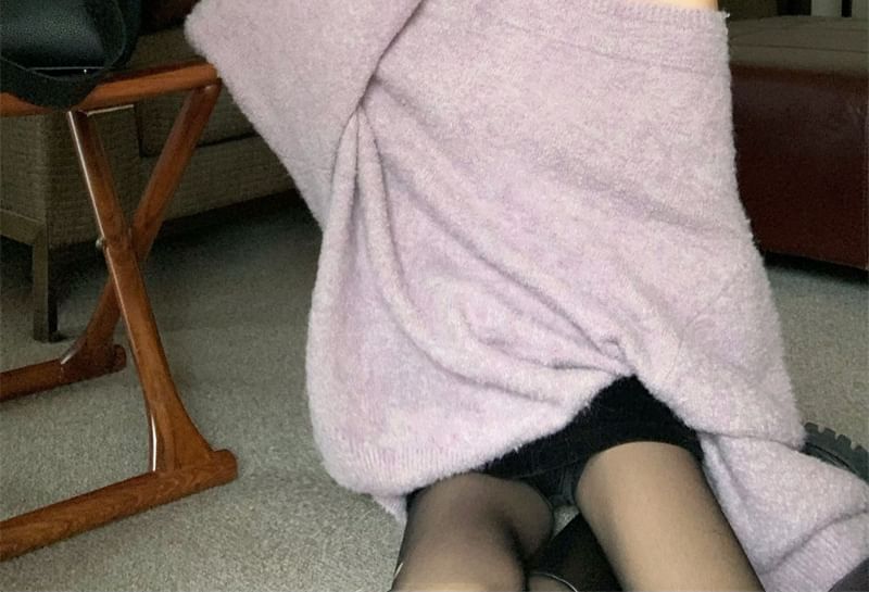 Shoulder Off Sweater Drop Oversized / Belt Plain