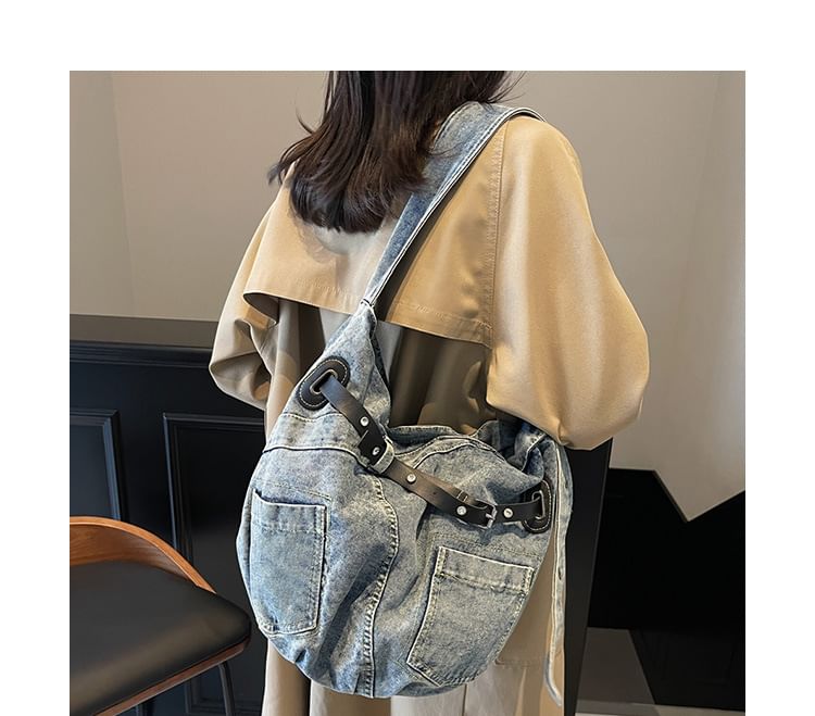 Bag Washed Buckled Denim Crossbody