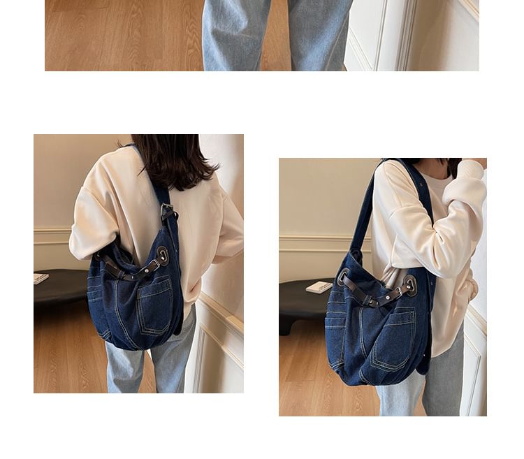 Bag Washed Buckled Denim Crossbody
