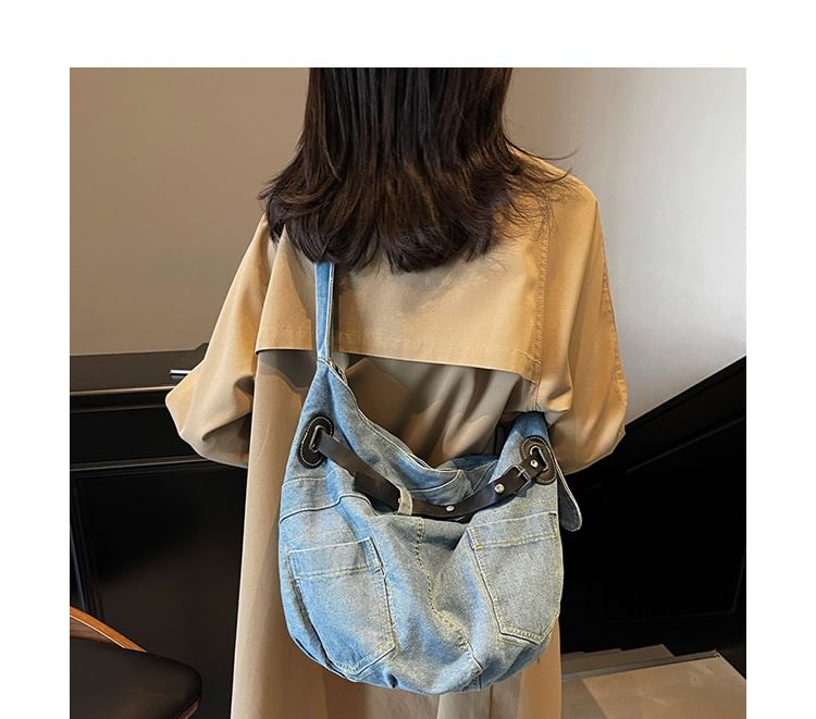 Bag Washed Buckled Denim Crossbody