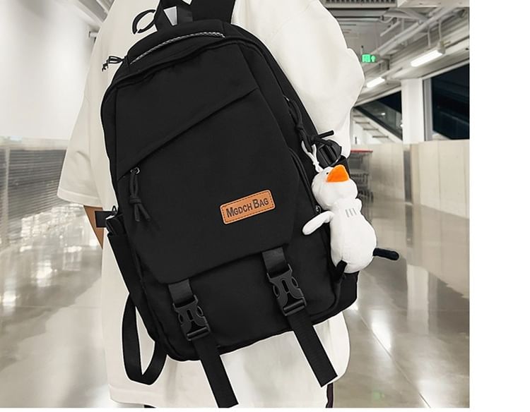 Buckled Nylon Laptop Bag Plain Backpack Charm / Set