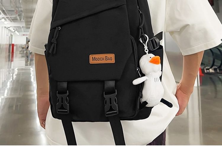 Buckled Nylon Laptop Bag Plain Backpack Charm / Set