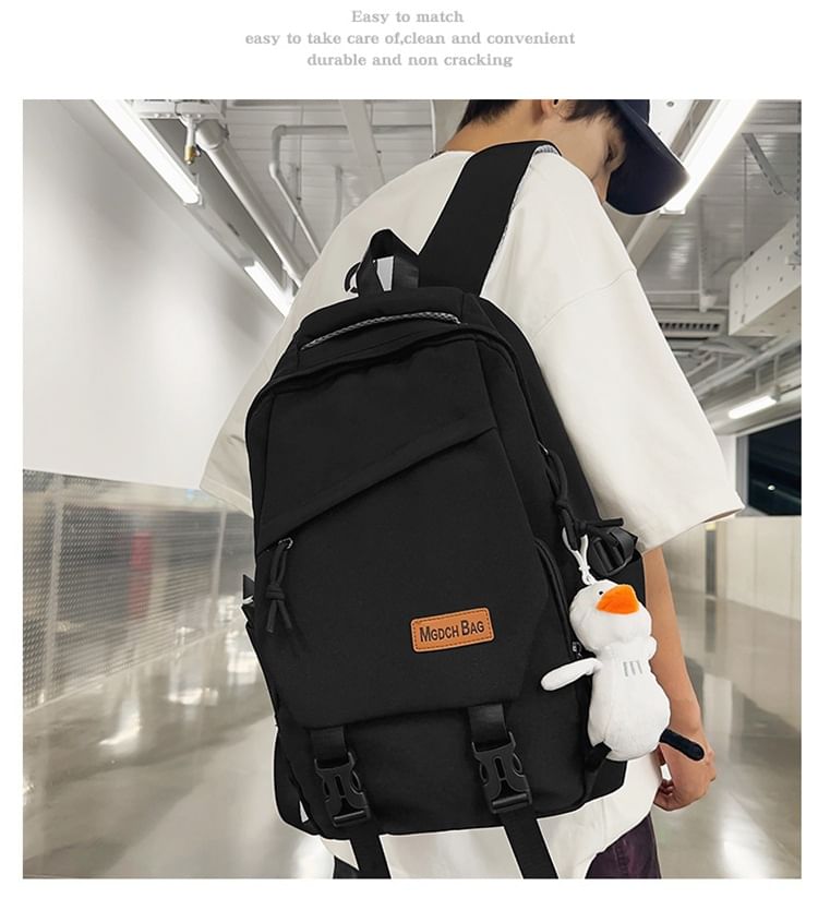 Buckled Nylon Laptop Bag Plain Backpack Charm / Set