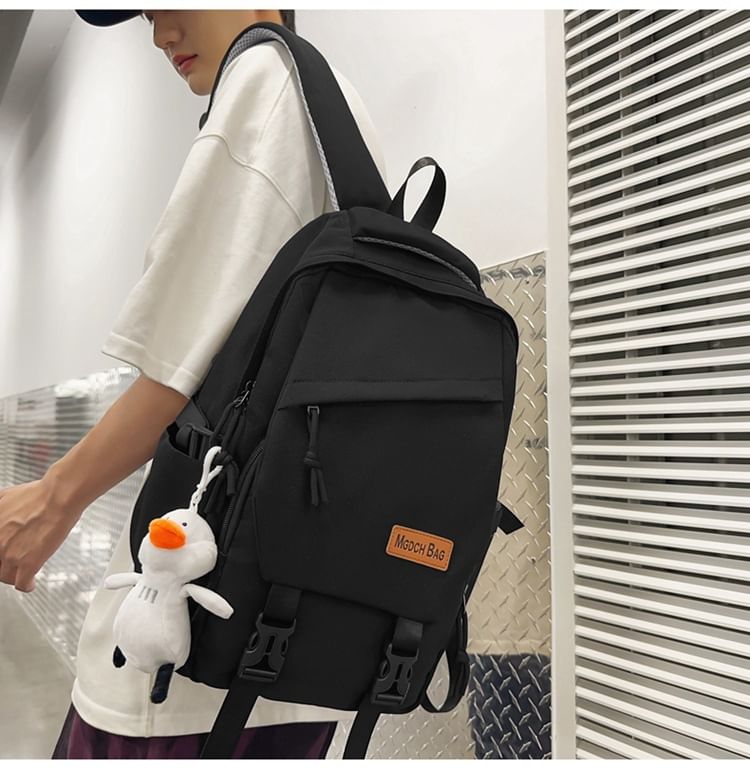 Buckled Nylon Laptop Bag Plain Backpack Charm / Set