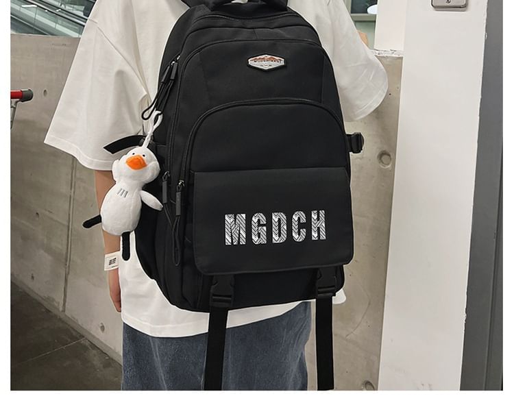 / Bag Print Lettering Charm Nylon Set Backpack Laptop