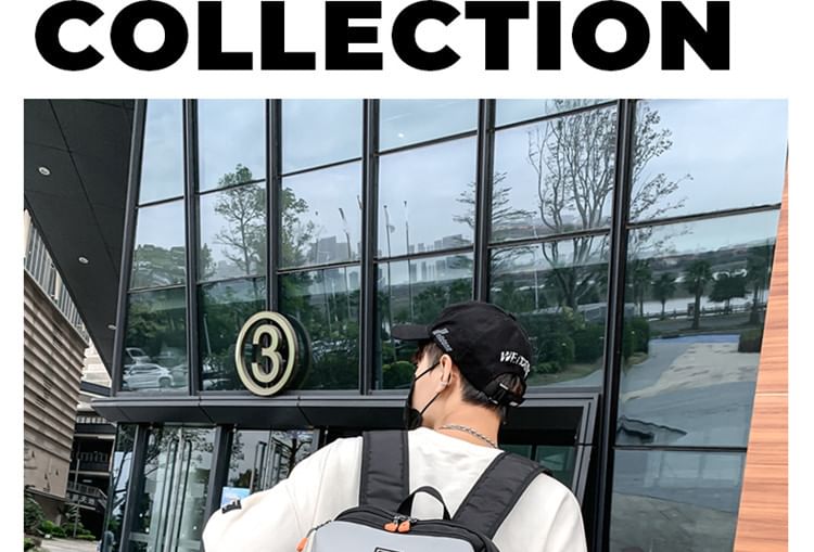 Lettering Backpack Applique Laptop