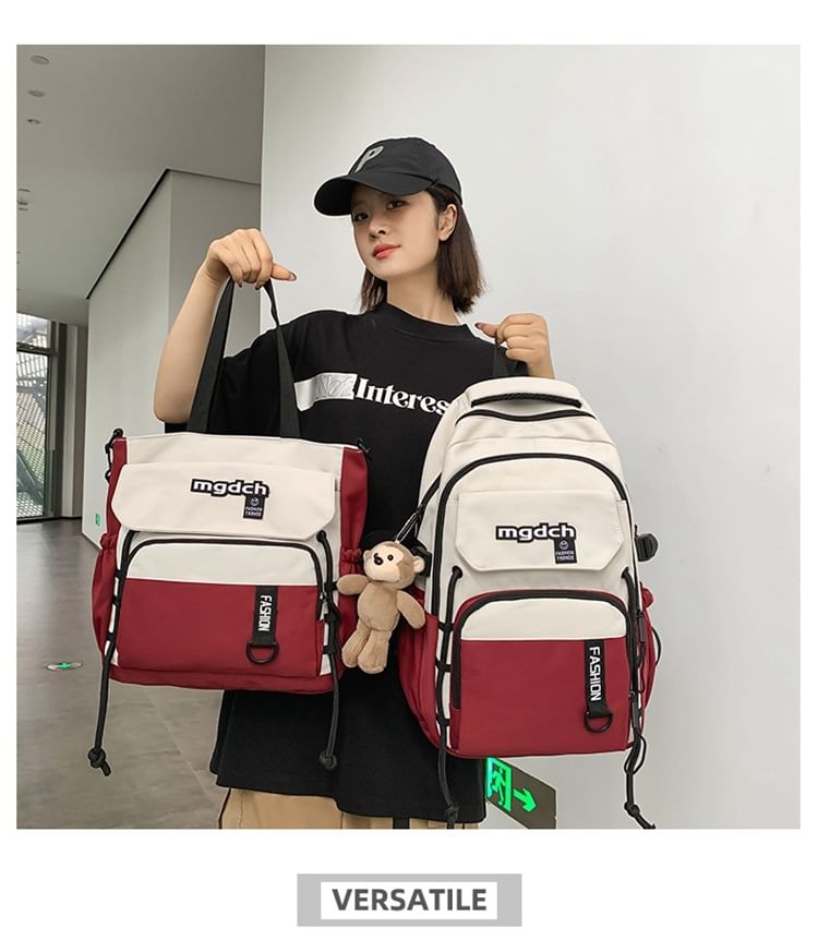 Laptop Nylon / Tote Lettering Charm Print Bag Backpack Set Tone Two