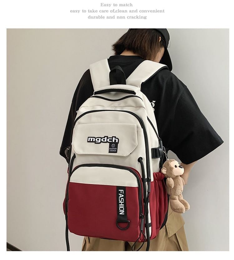 Laptop Nylon / Tote Lettering Charm Print Bag Backpack Set Tone Two