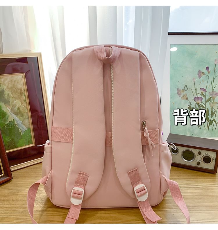 Nylon Badge Embroidered / Dog Laptop Charm Backpack Set Bag