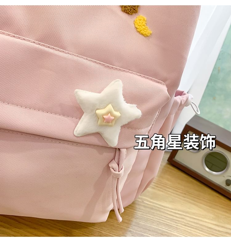Nylon Badge Embroidered / Dog Laptop Charm Backpack Set Bag