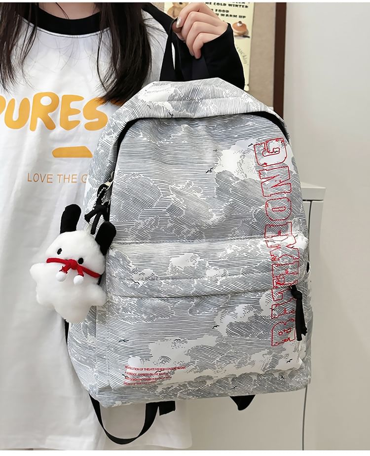 Print Backpack Nylon Set Bag Lettering Laptop / Charm