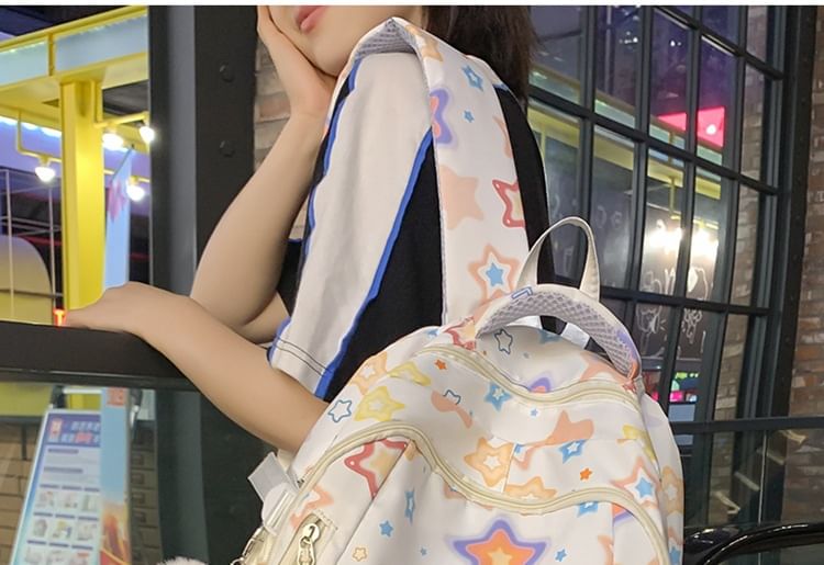 Bag Charm Backpack / Laptop Star Set Print Nylon