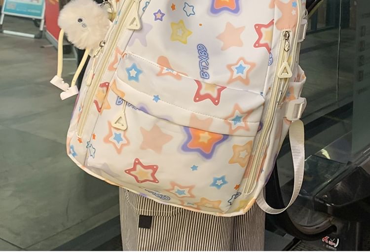 Bag Charm Backpack / Laptop Star Set Print Nylon