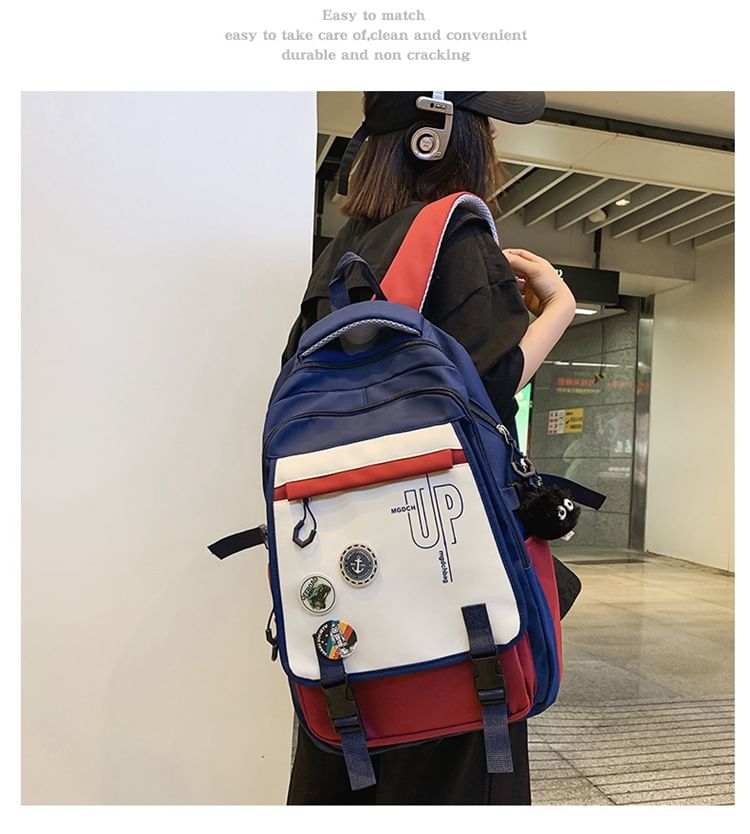 Backpack Nylon Laptop Print Lettering